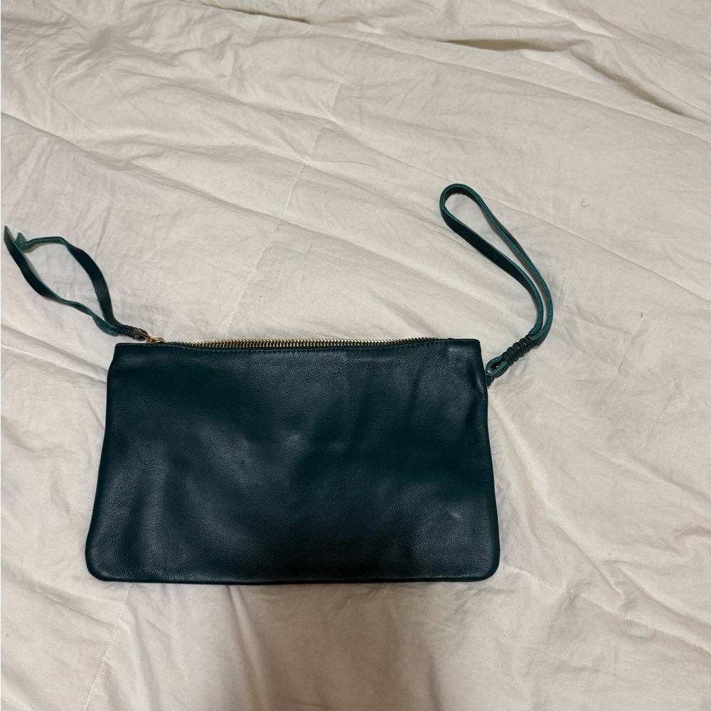 Callista Crafts Teal Leather Clutch Never Used